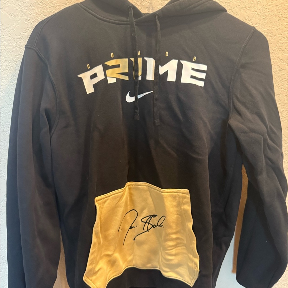 Nike Coach Prime Black Hoodie with Yellow Pocket